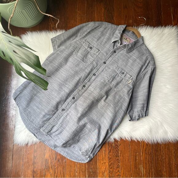 Grey Short Sleeve Button Up Shirt Size XL by Woolrich - Picture 5 of 6